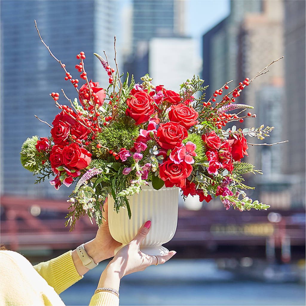 Big Red Bow Bouquet – Murphy Florist, Cincinnati OH