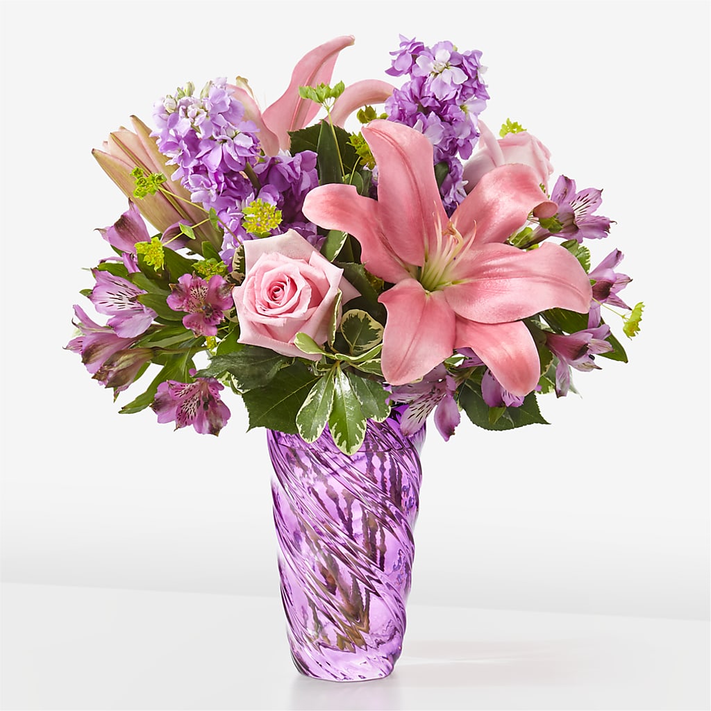 Precious Petals Bouquet with Luxe Swirl Vase – Murphy Florist, Cincinnati OH