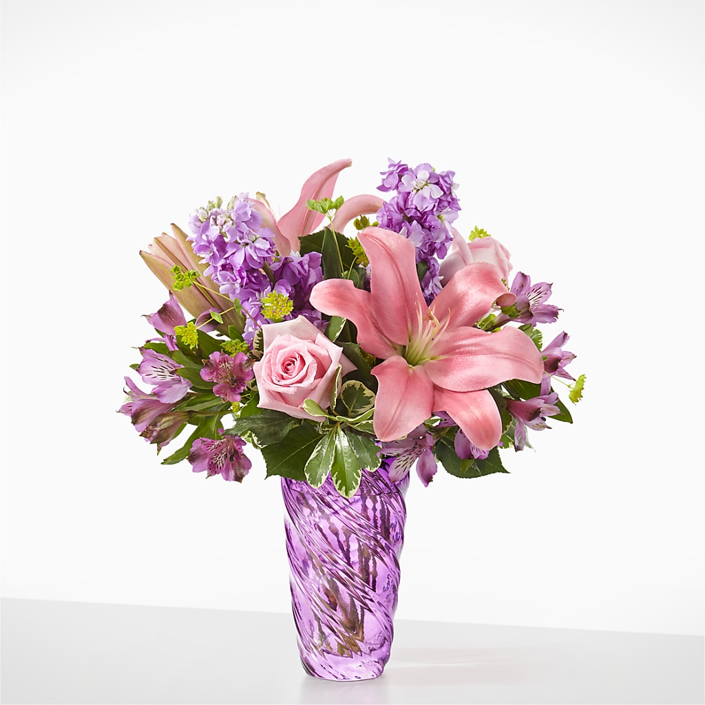 Precious Petals Bouquet with Luxe Swirl Vase – Murphy Florist, Cincinnati OH
