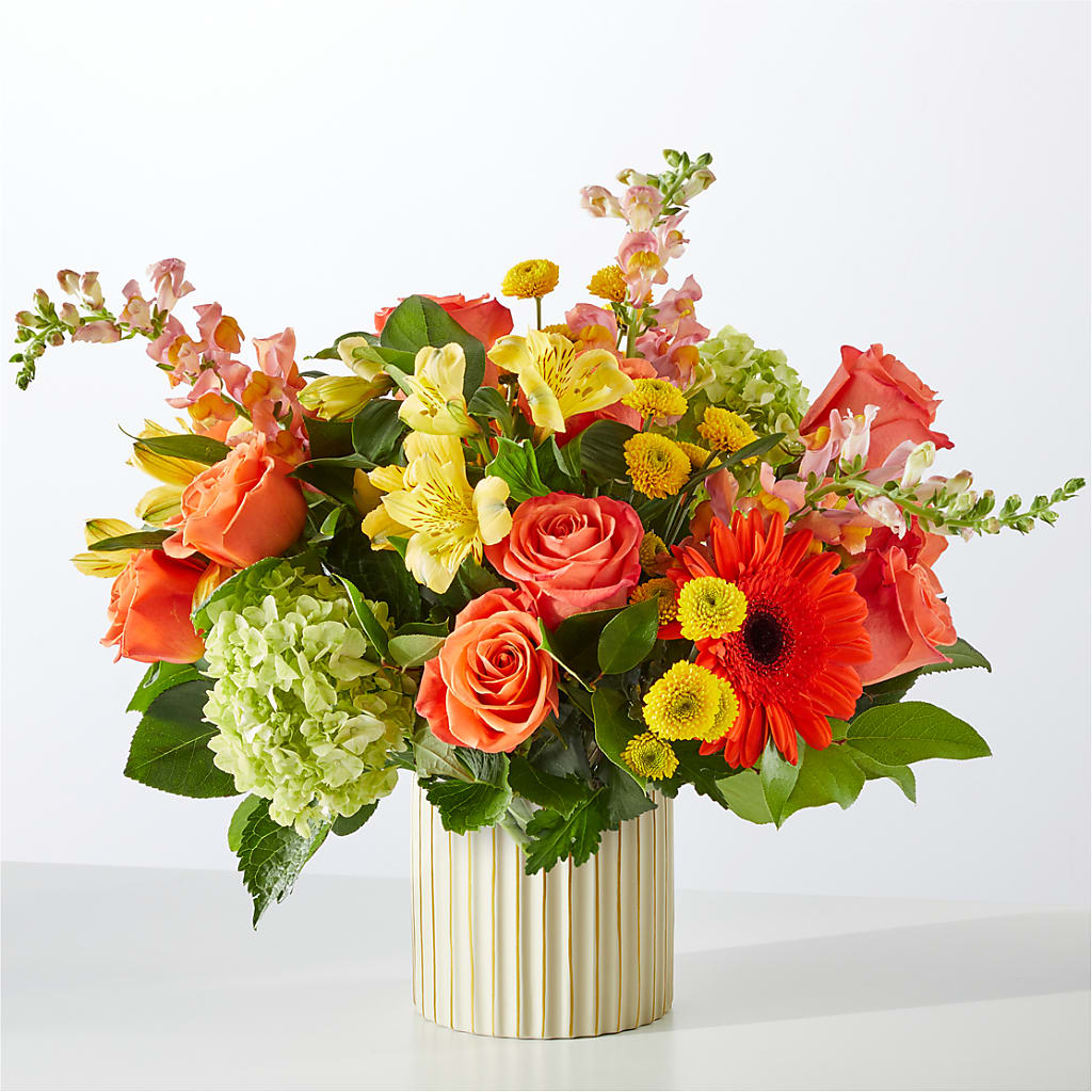 Autumn Sunshine Bouquet with Ivory Vase – Murphy Florist, Cincinnati OH