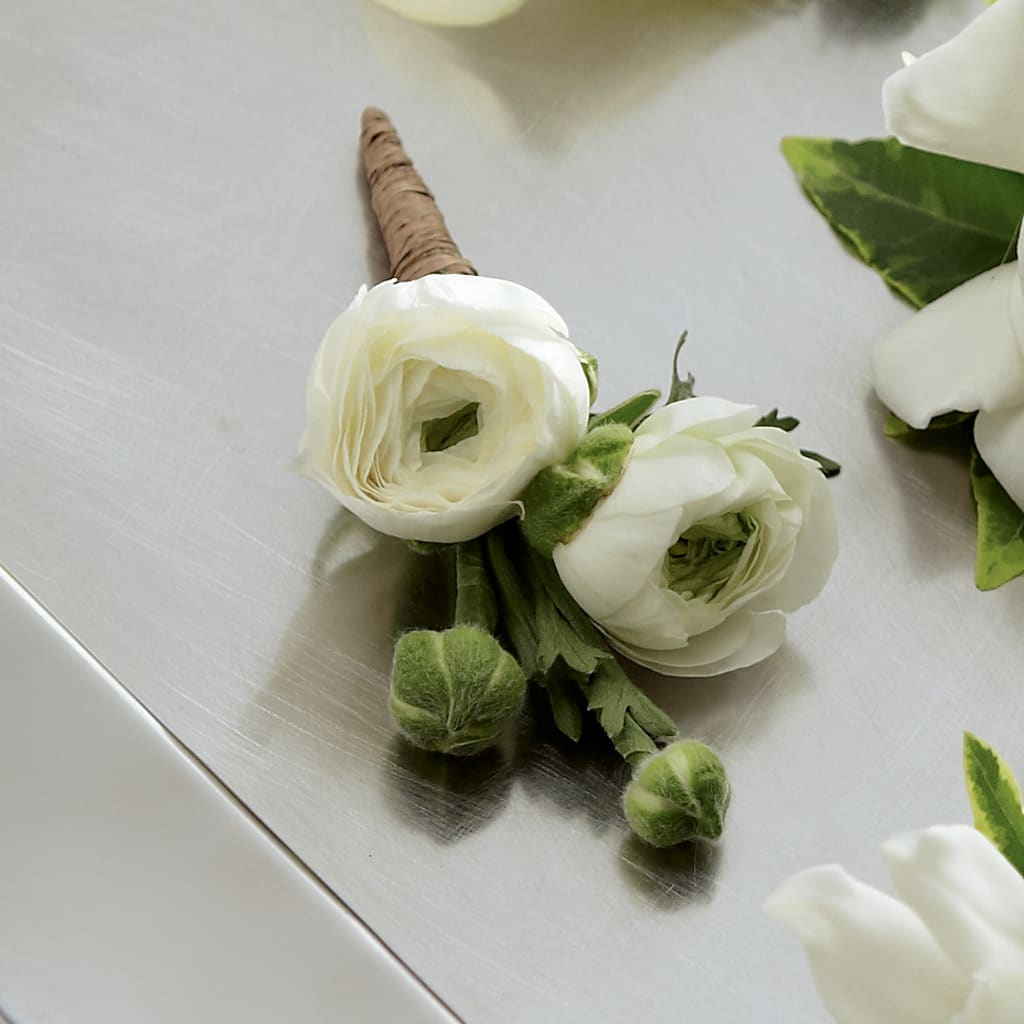 White Ranunculus Boutonniere – Murphy Florist, Cincinnati OH